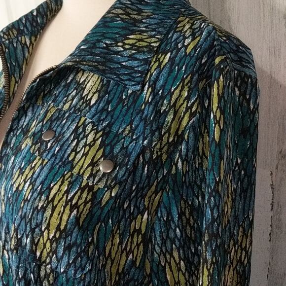 CHICO'S ZENERGY Blue Green Zip Blazer 8 Medium - Picture 6 of 10